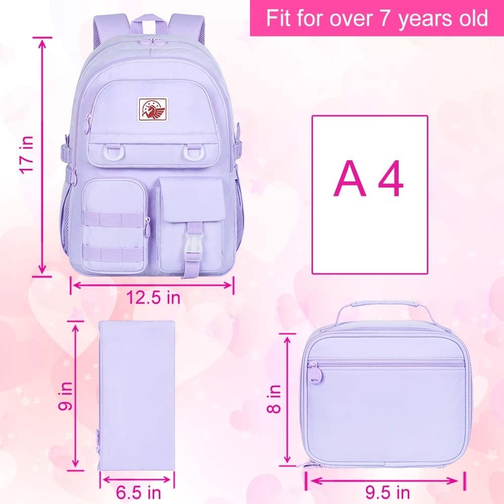 3PCS Laptop Backpack for Gilrs, 16 inch Elementary School Laptop Bag College …