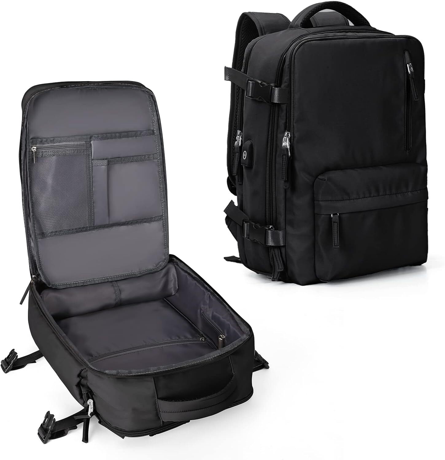 WONHOX Large Travel Backpack Carry on Flight Approved Laptop Large, A1-black