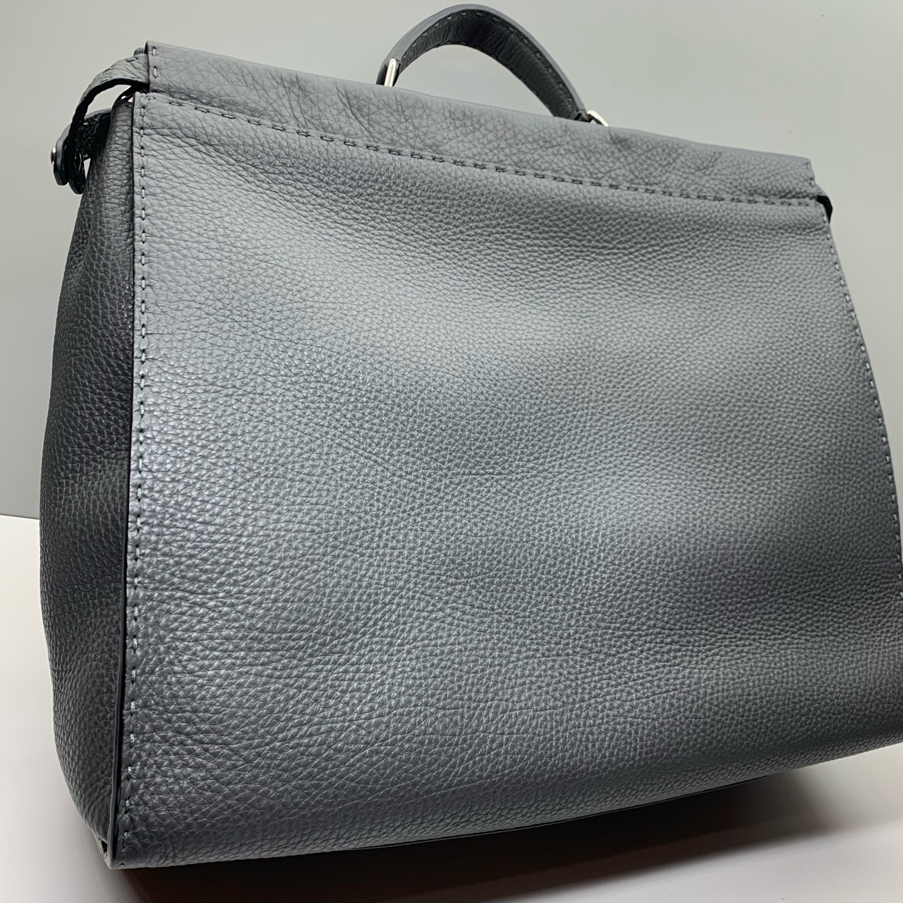 Fendi Pre-Owned Authentic Peekaboo Briefcase Crossbody Grey Blue 42x35x18cm