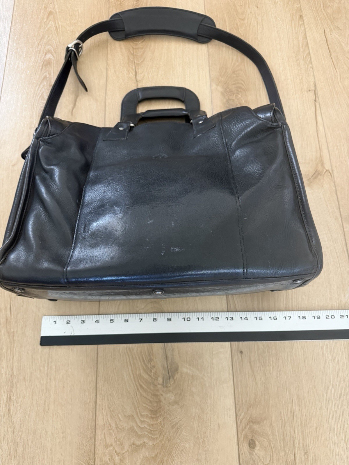 Glaser Designs Black Leather Briefcase.
