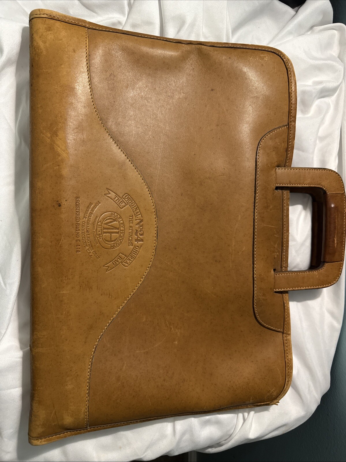 GHURKA No. 24 British Tan Leather Briefcase Attache Portfolio Registered E 118