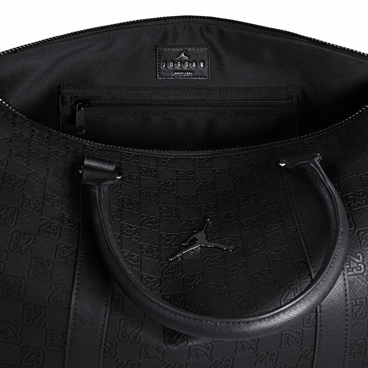 Nike Air Jordan Monogram Leather Duffle Bag Black Silver MM0987-023