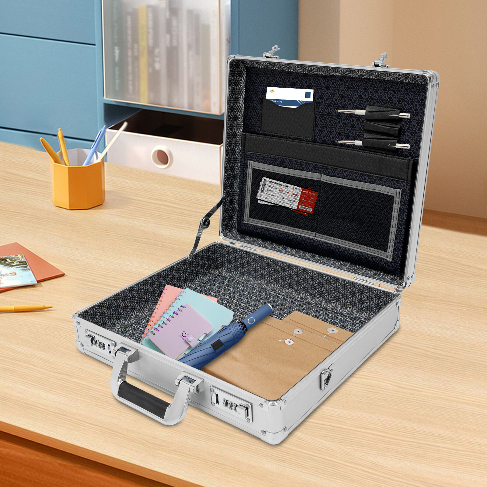 Aluminum Briefcase Attache Case For Men Office Document Antitheft with Lock