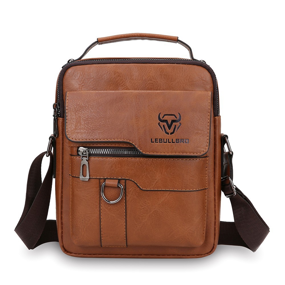 LEBULLBRO Men Leather Shoulder Bag Handbag Crossbody Bag Briefcase Messenger Bag