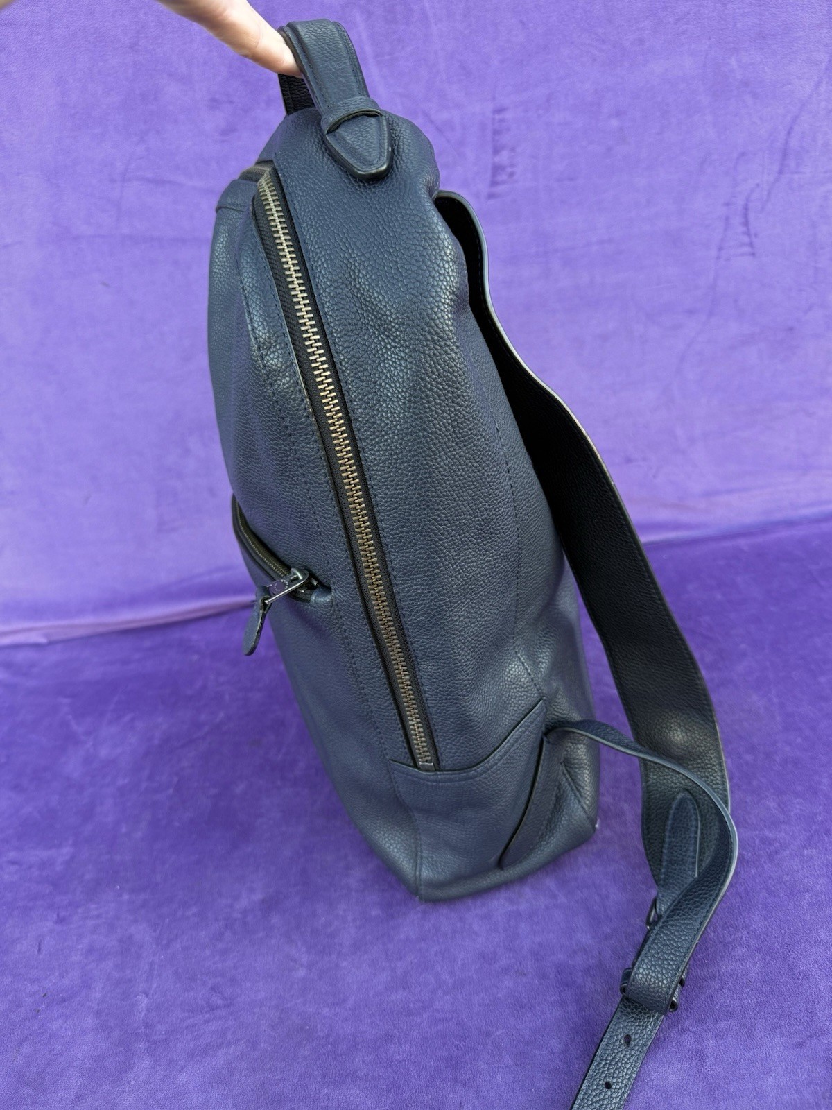 COACH Metropolitan Soft Backpack Pebbled Leather Navy Blue