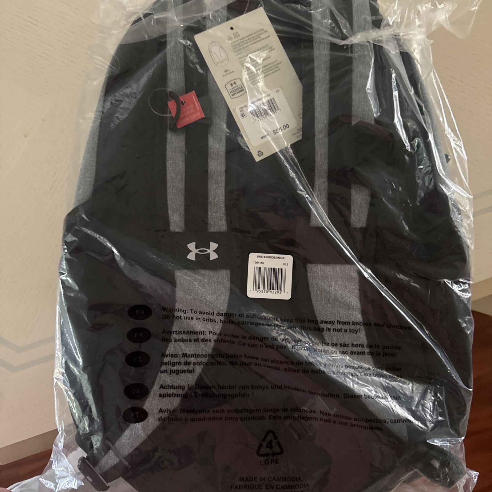 Under Armour UA Hustle 5.0 Team Backpack Gray School Laptop 1364182 – Brand New