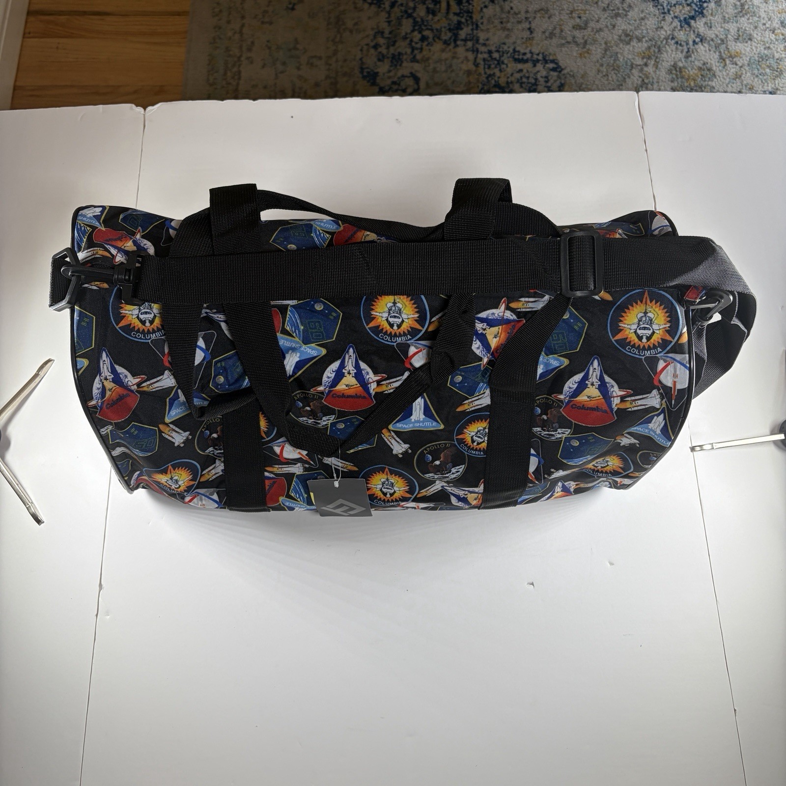 NASA Graphic Duffel Bag All Over Print Black Space Mission Weekender