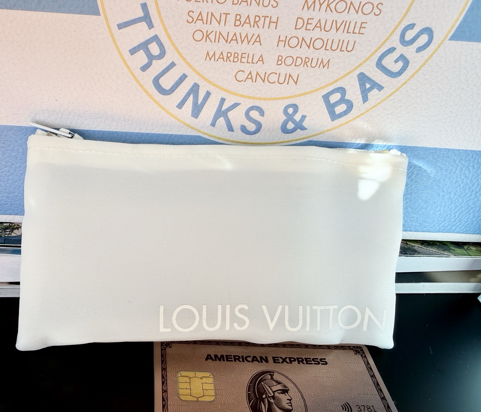 LOUIS VUITTON Pouch 6″ 15cm White PVC Silicon Zipper Pochette Travel School Case
