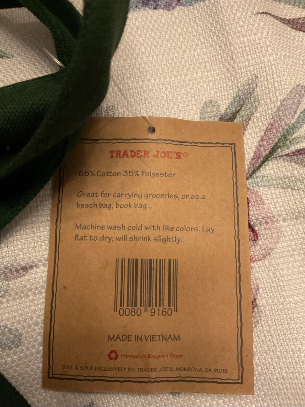 Trader Joe’s Classic Large Green Canvas Tote Bag – NEW – Holiday Limited Edition
