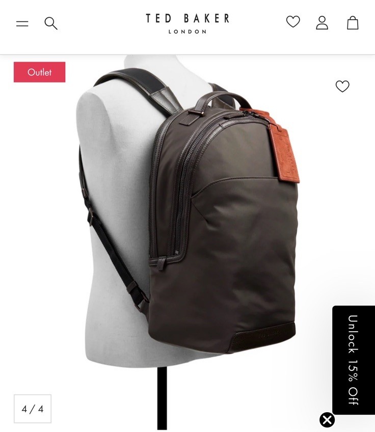 New Ted Baker Men’s Xaden Nylon & Leather Trim Double Zipper Backpack NWT Khaki