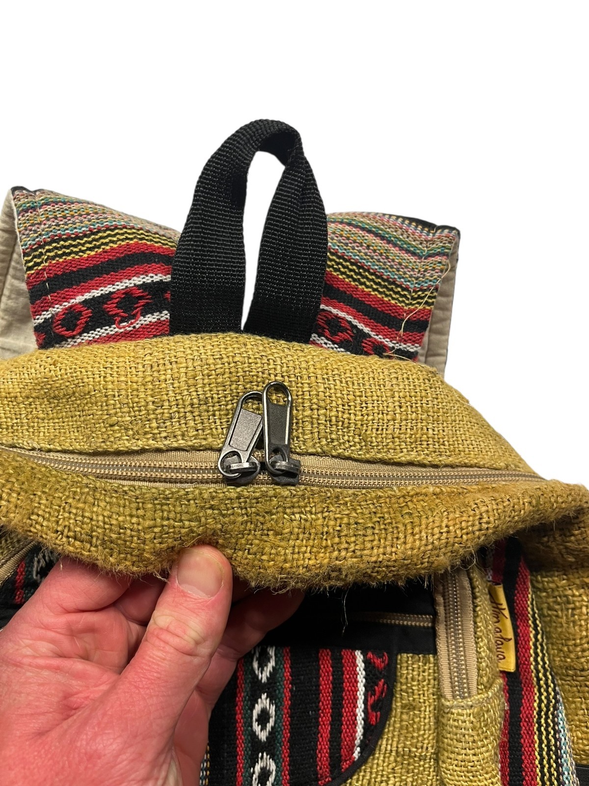 100% PURE HEMP x NEPAL-MADE Colorful/Brown THC-FREE BACKPACK HIke Travel Gym Bag