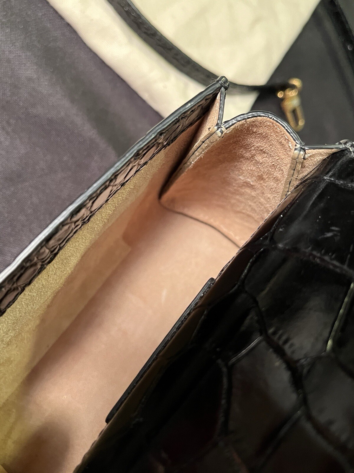 BY FAR SHOULDER CROSSBODY CROCODILE PATTERN LEATHER SMALL BAG PURSE AUTHENTIC