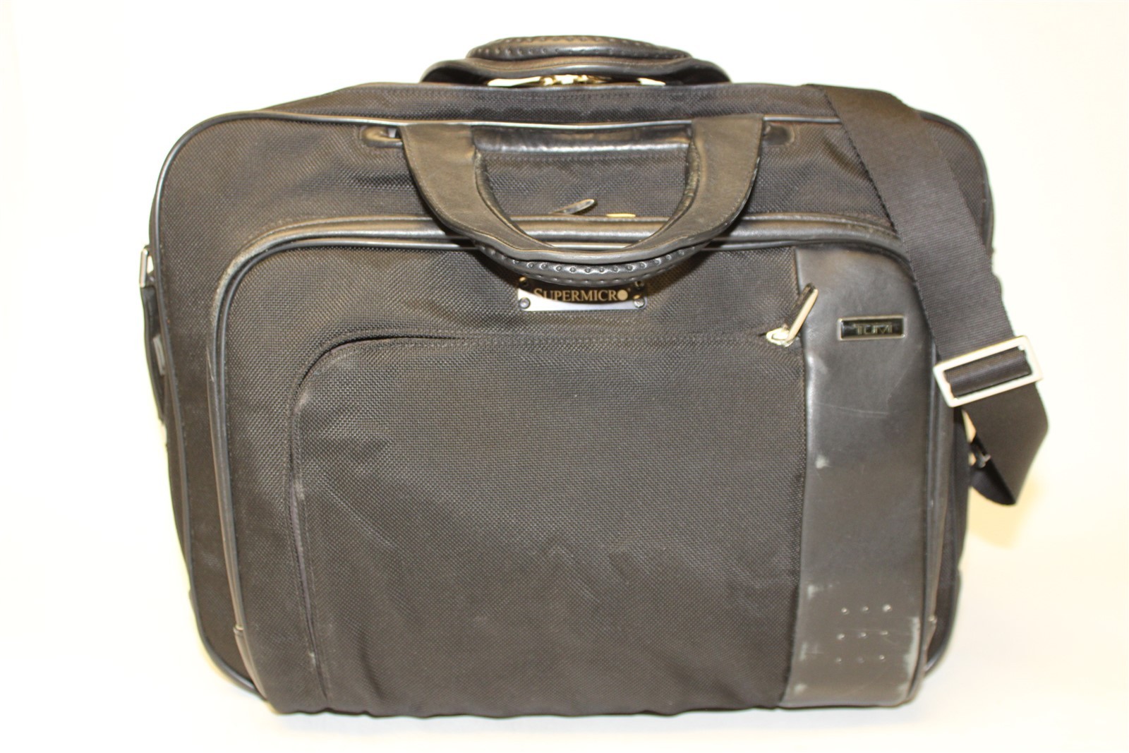 Tumi x Supermicro Alpha Ballistic Black Canvas Leather Travel Messenger Bag