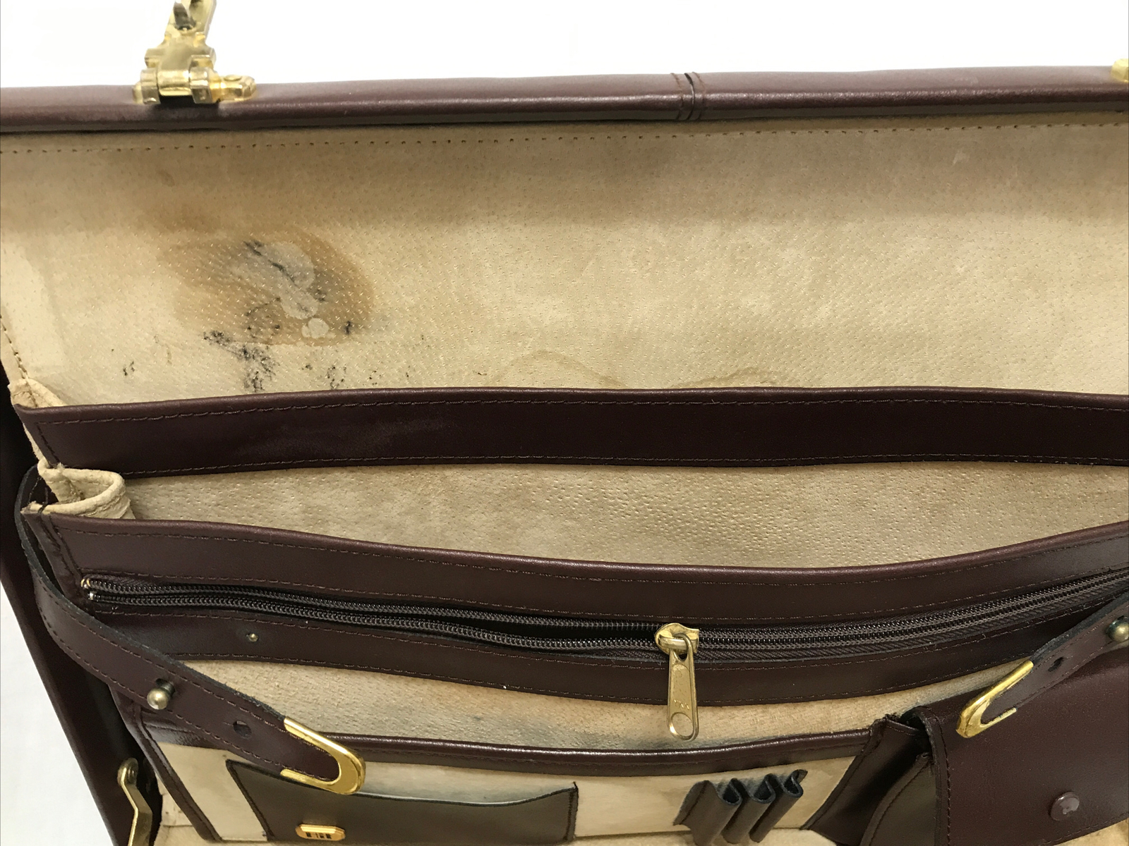HIT Briefcase Brown Full Grain Brown Leather Combination Lock with Multipockets