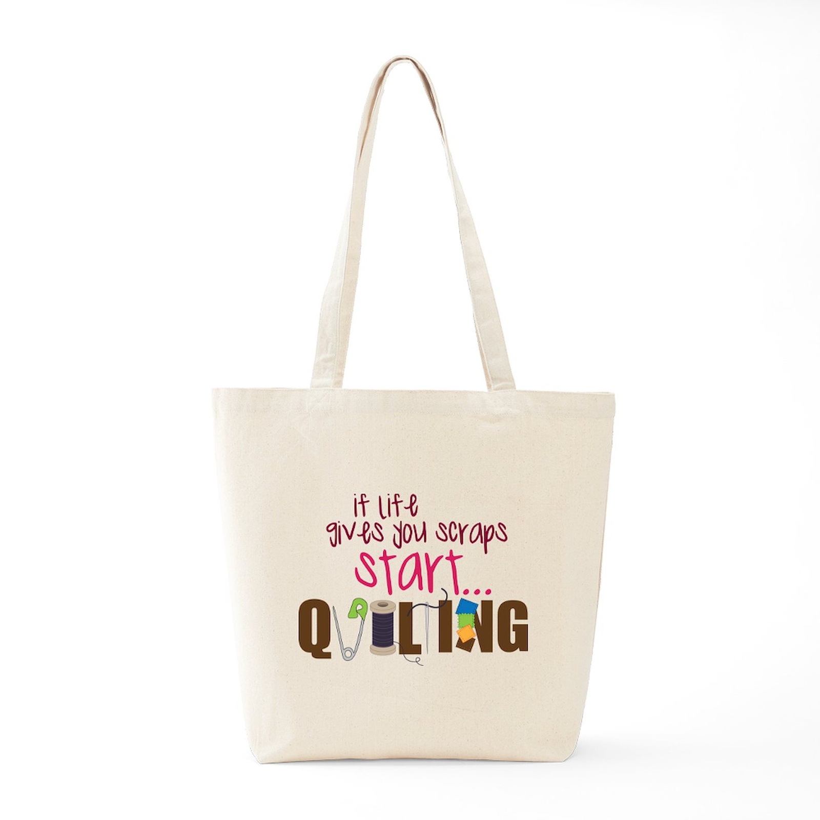 CafePress Start Quilting Natural Canvas Tote Bag, Cloth Shopping Bag (727139982)
