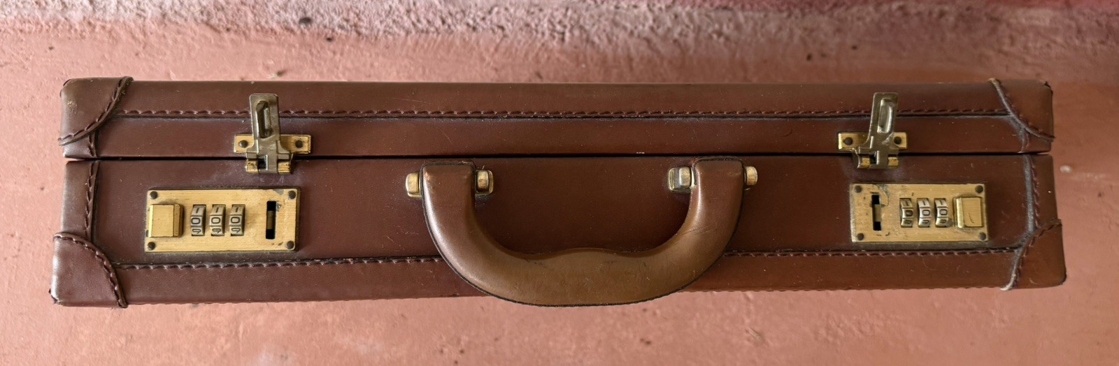 Vintage TUMI Leather Attache Briefcase Brown Combination Lock Organizer Case