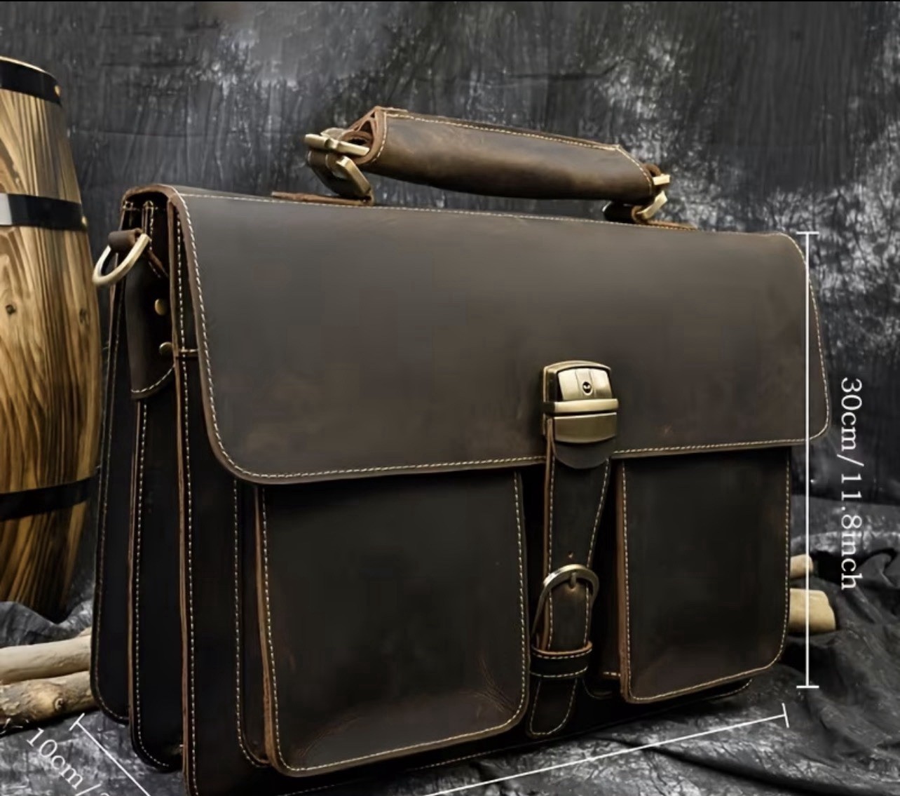 Kattee Men’s Vintage Genuine Crazy Horse Leather Messenger Laptop Briefcase
