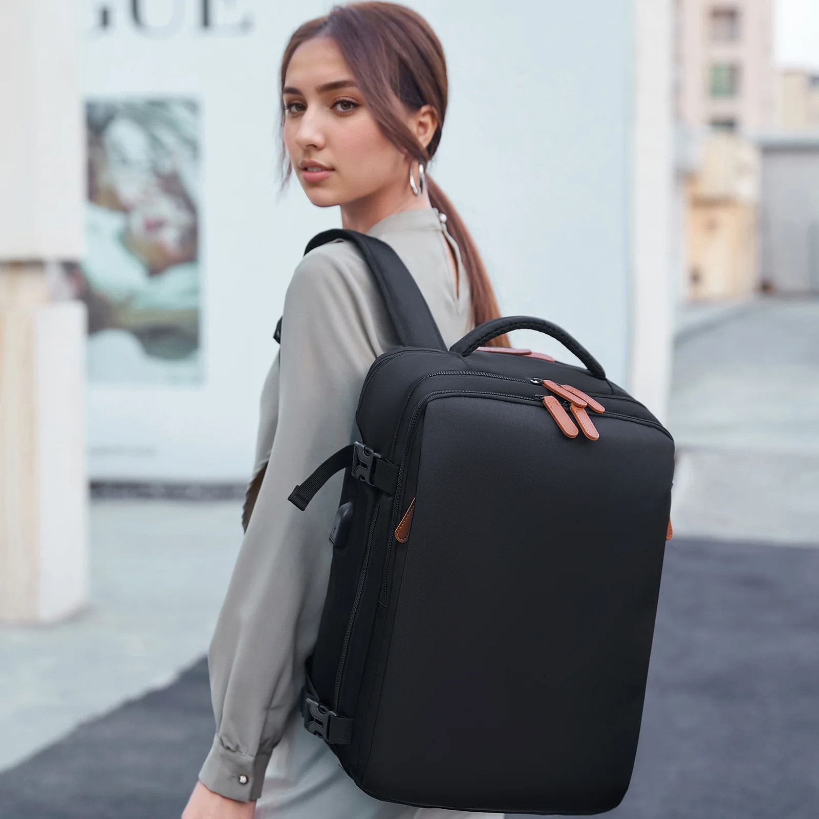 Extra Large Water Resistant Travel Backpack with Shoe Pouch for Men & Women