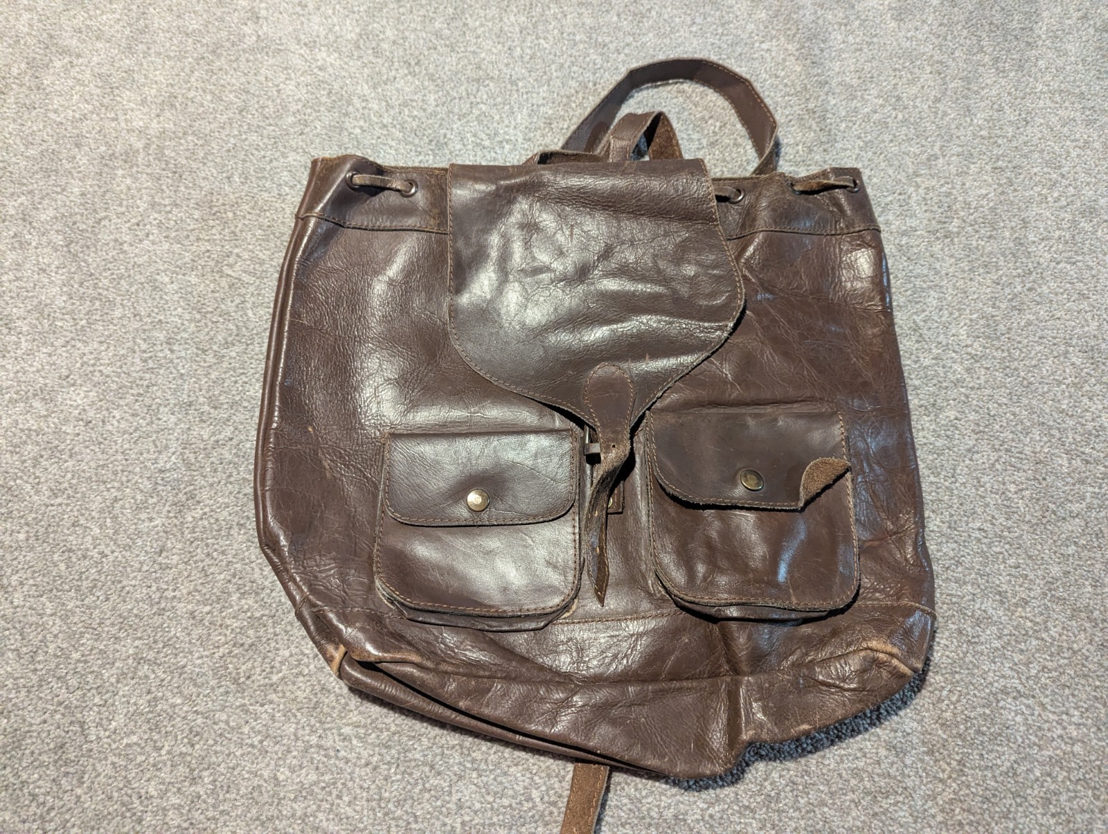 Vintage Leather Messenger Bag Mens 70s 80s Suede Interior