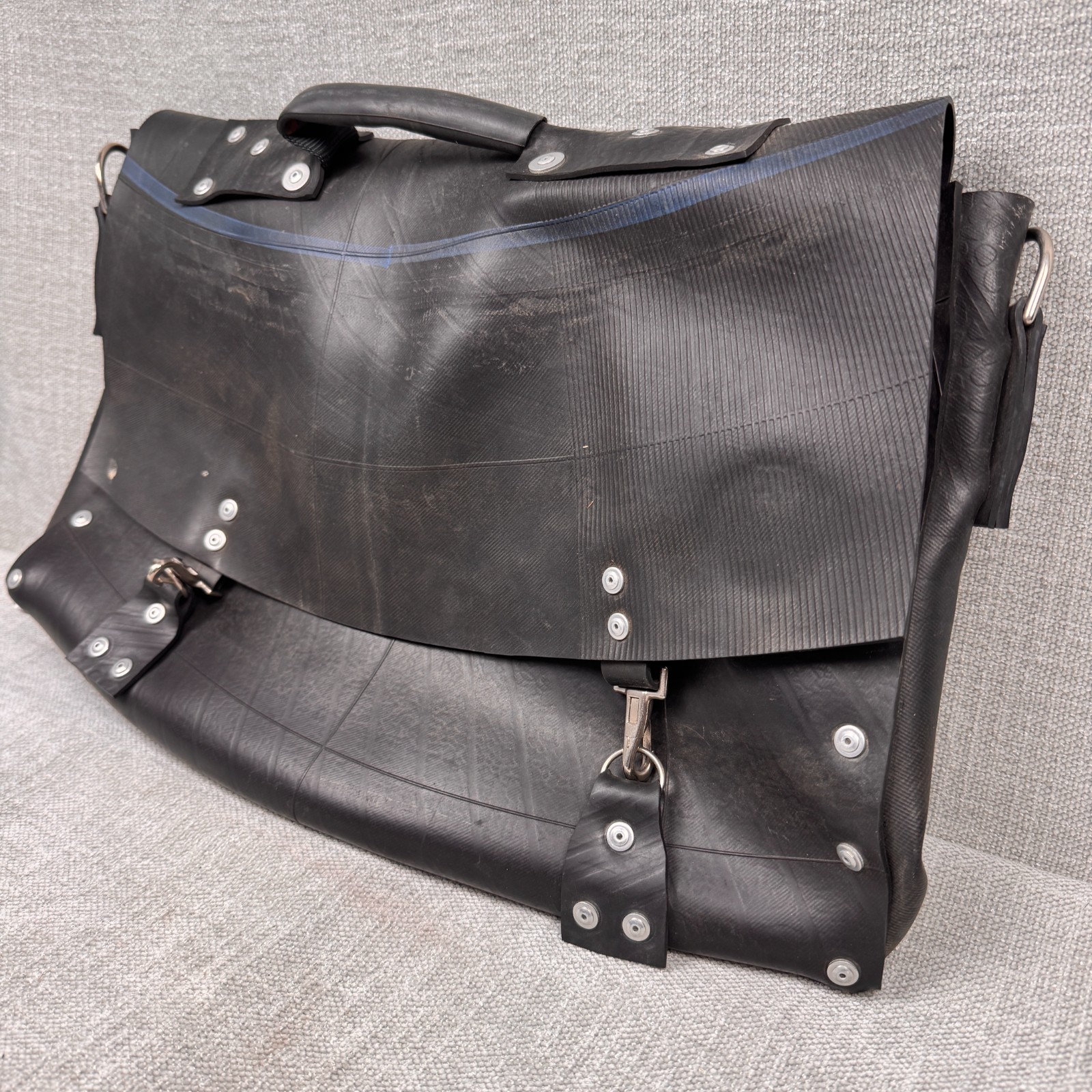Recycled Rubber Duffle Bag Black | Heavy Duty Travel Weekender Industrial Style