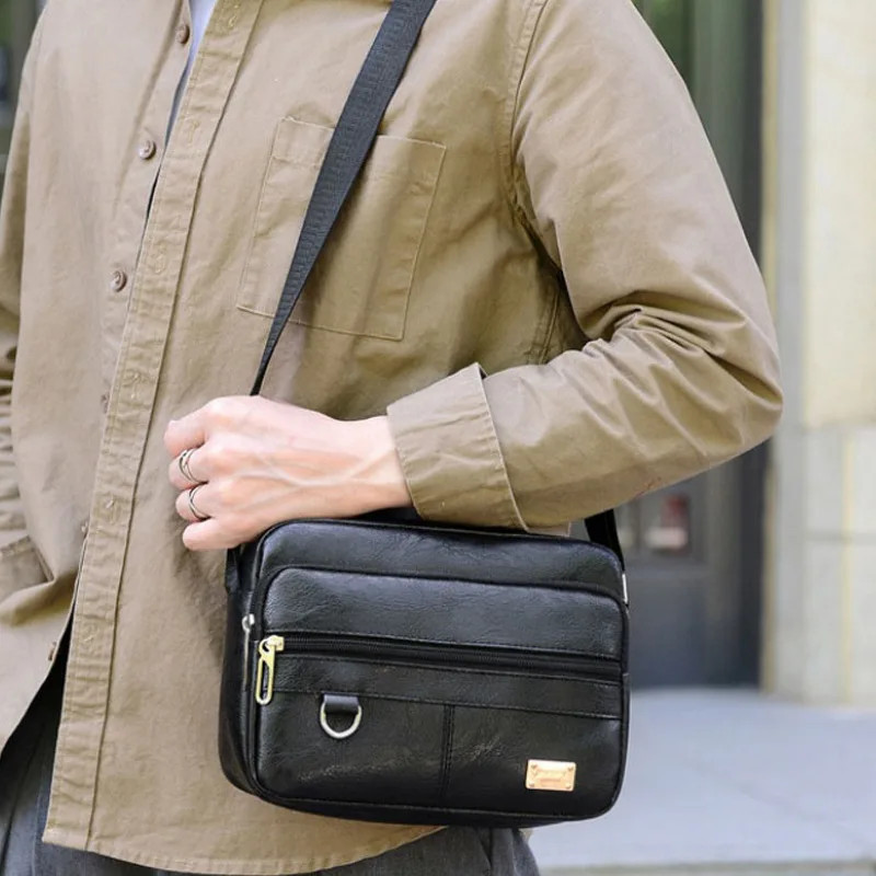 Men’S PU Leather Crossbody Shoulder Bags High Quality Tote Fashion Business Man