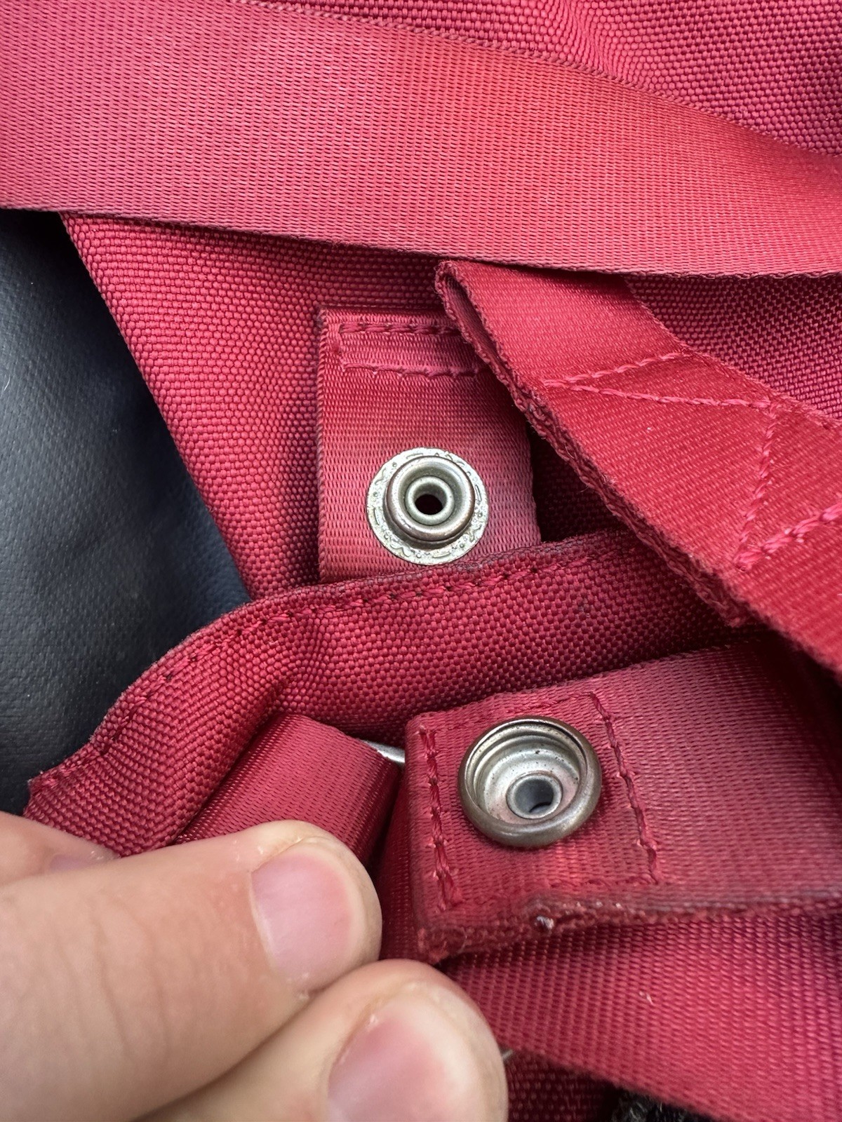 STIGHLORGAN Red Canvas Backpack Medium Size EXCELLENT **missing 1 Button**