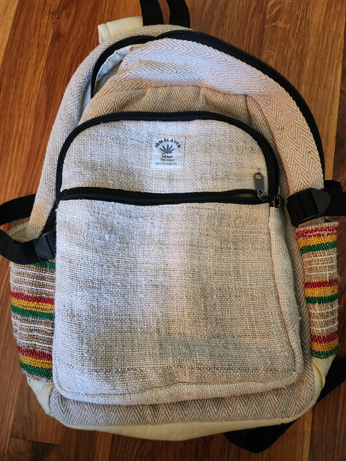 Himalayan 100% Pure Hemp THC Free Multi Color Backpack Made in Nepal (Used)