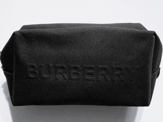 Burberry Embossed Logo Unisex Canvas Toiletry Shave Bag Makeup Pouch Black NWT