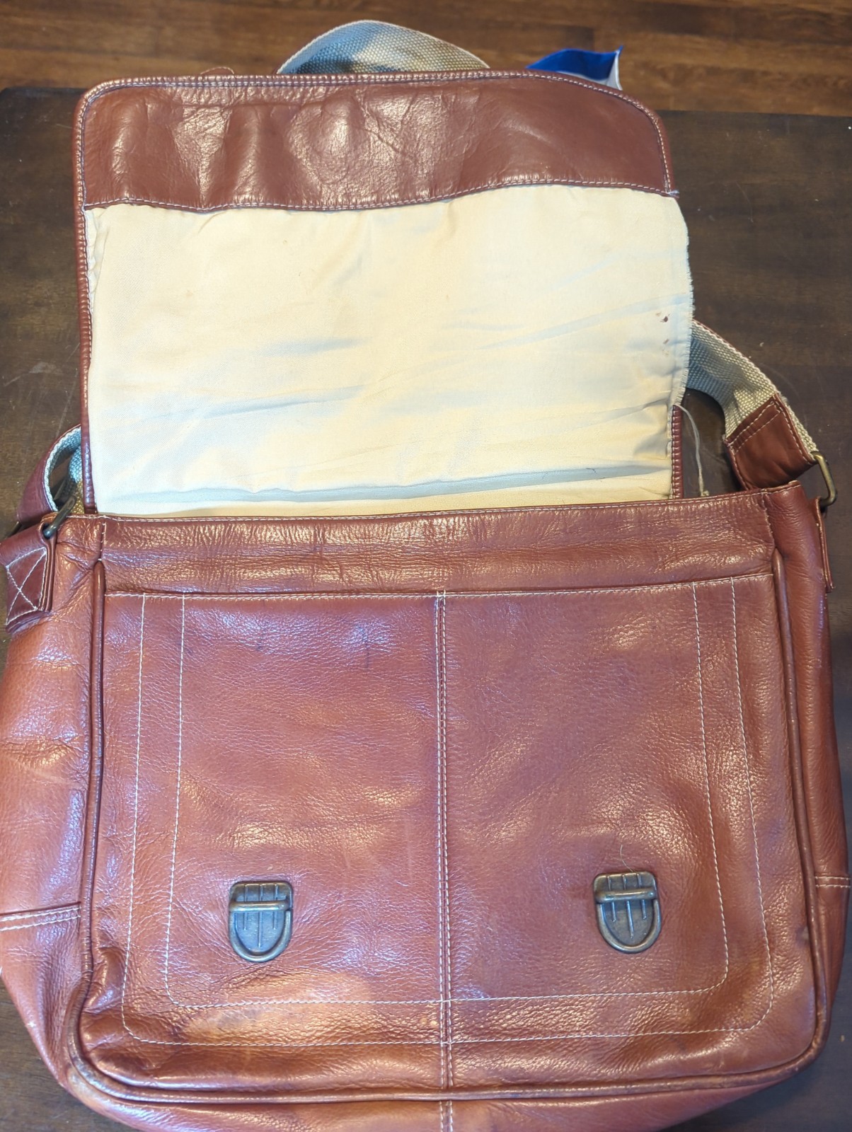 AMERICAN CREW Men’s Leather Messenger Work Bag Crossbody Bag Brown