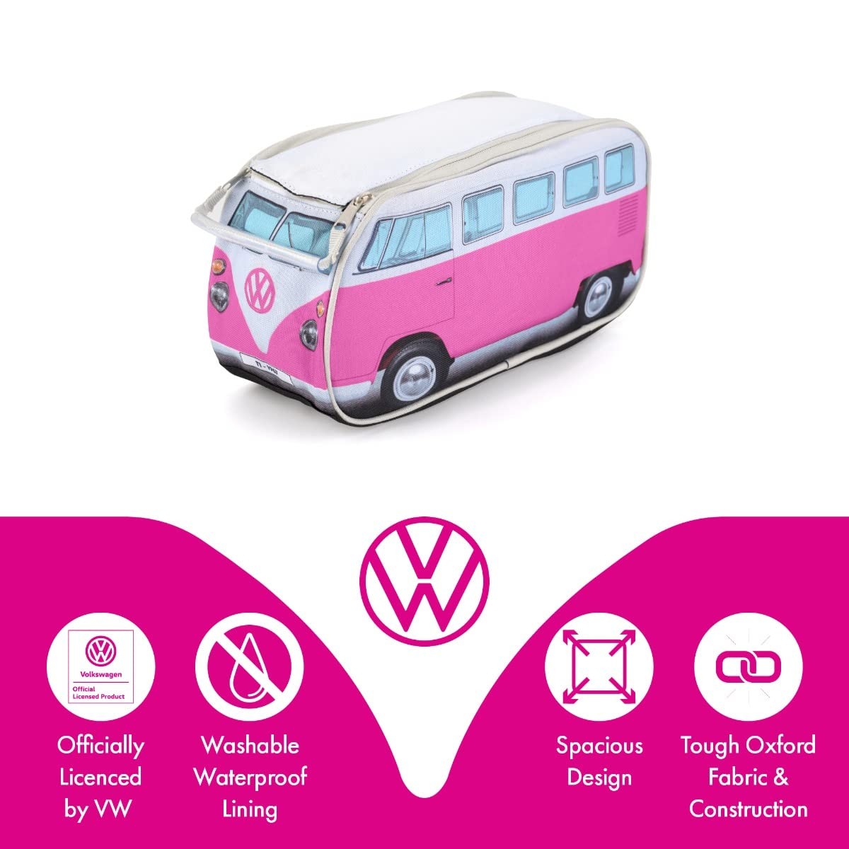 Board Masters Volkswagen Travel Toiletry Bag 11.8 x 4.7 x 5.9 inches, Pink