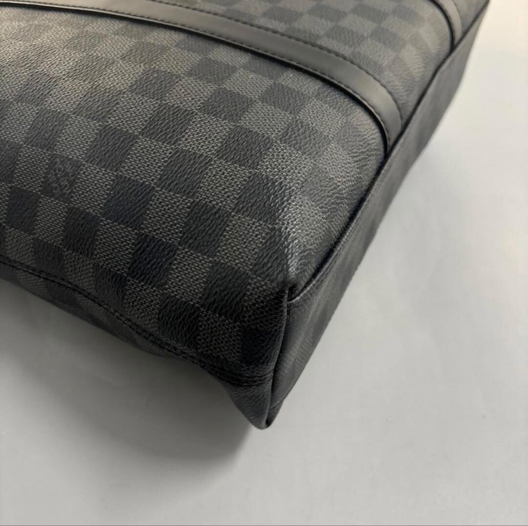 Louis Vuitton Damier Graphite Anton Tote Black Leather Men Bag Authent