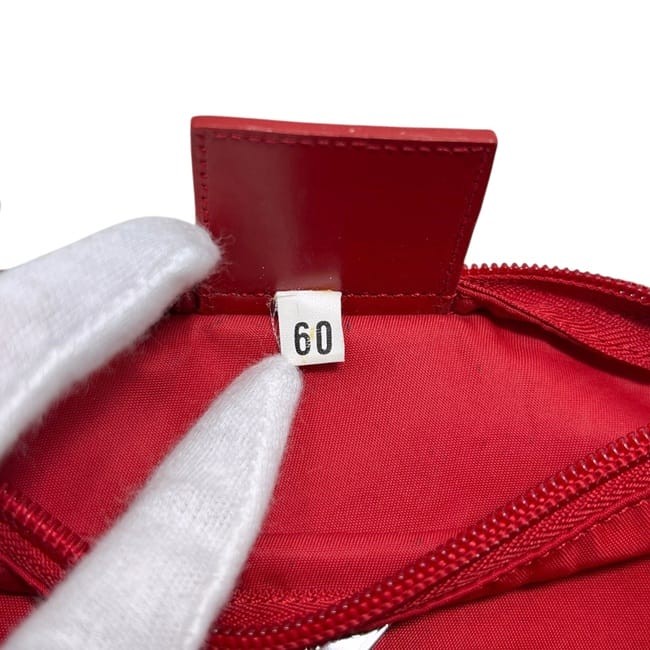 Prada pouch, red Tessuto leather, nylon, used, size 60, PRADA zipper,