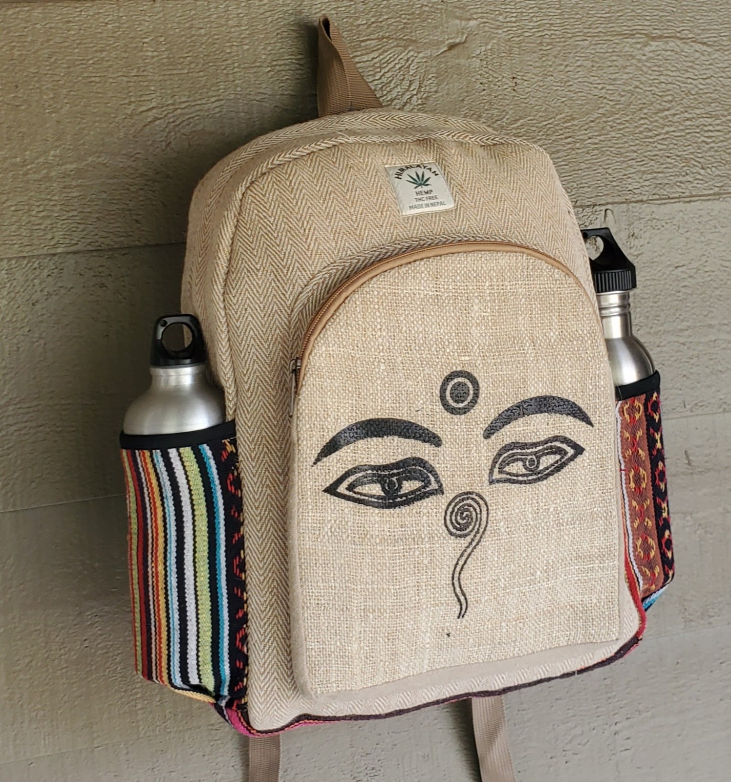 Large Embroidery Pure Hemp Backpack