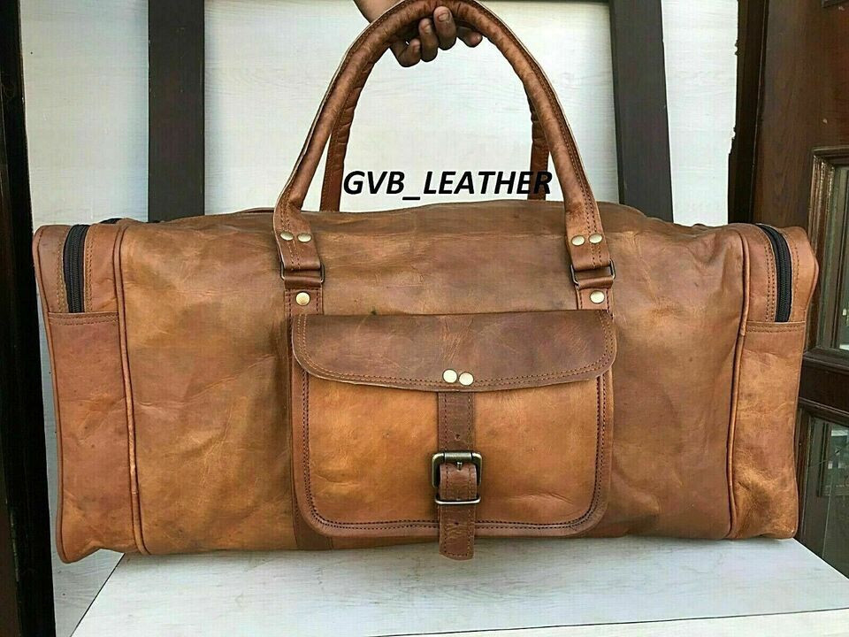 Leather Vintage Travel Gym Bag Weekend Overnight Duffle by leather bag seller
