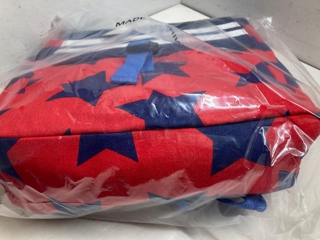 New Unisex Cat & Jack Blue Red Stars Backpack Drawstring & Flap Top 14.5X12X4.5″