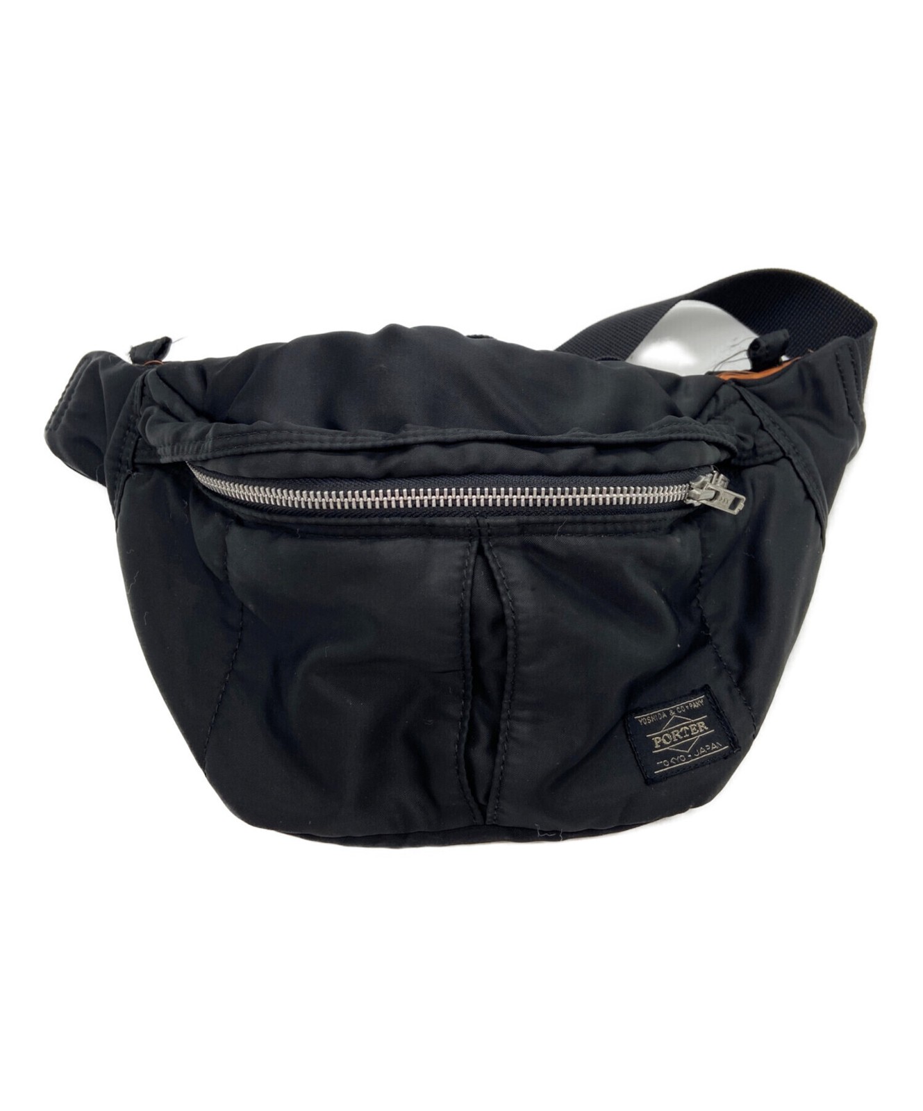 PORTER Tanker Black Nylon Waist Bag Crossbody Men Japan Zip Pocket 30cm