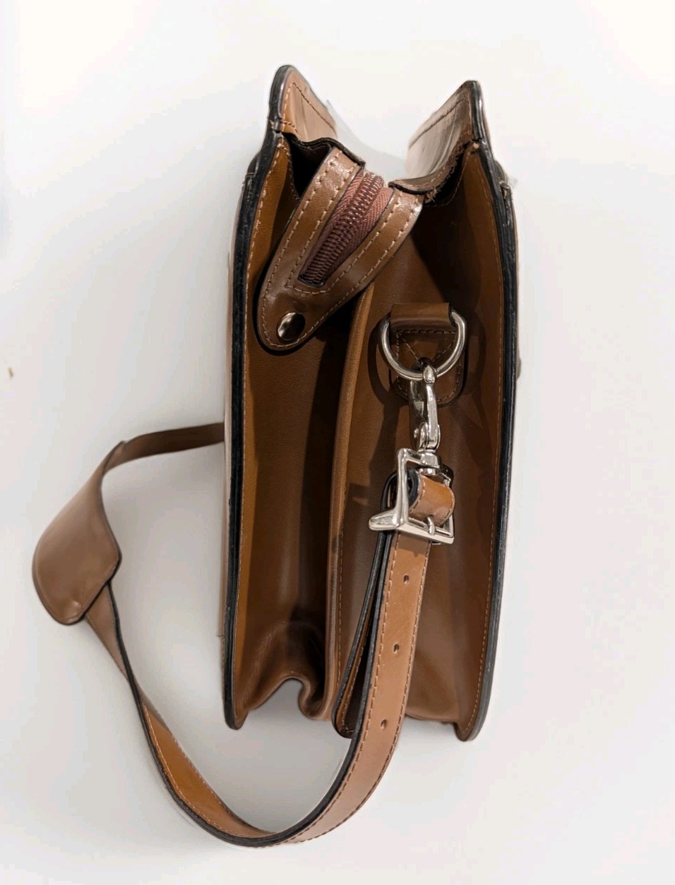 Jack Georges Elements Leather Briefcase Top Zip Double Gusset Cognac 4202