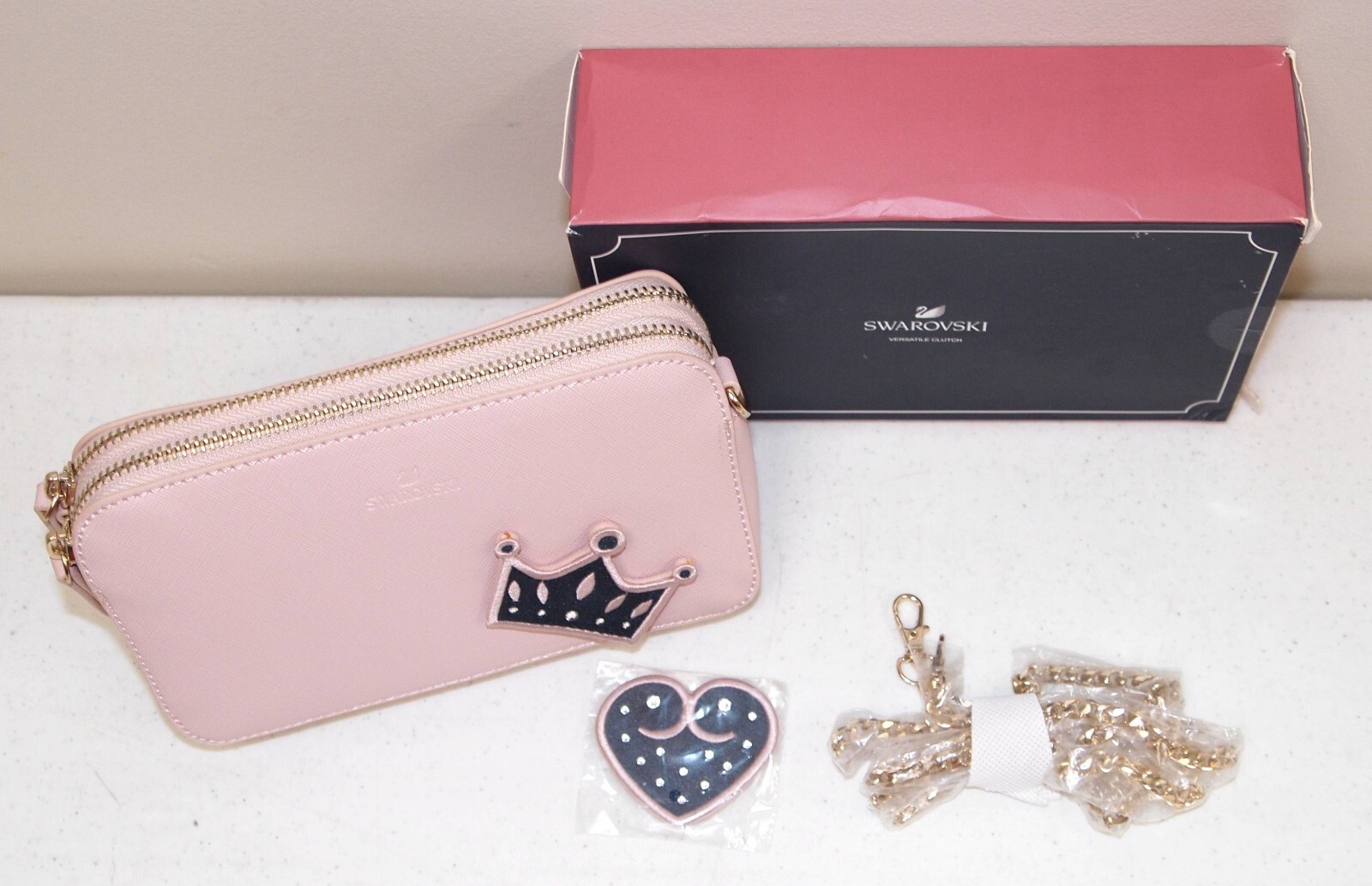 New!! Pink SWAROVSKI “Versatile Clutch Bag” #5523422 (Handbag, Crossbody Purse)