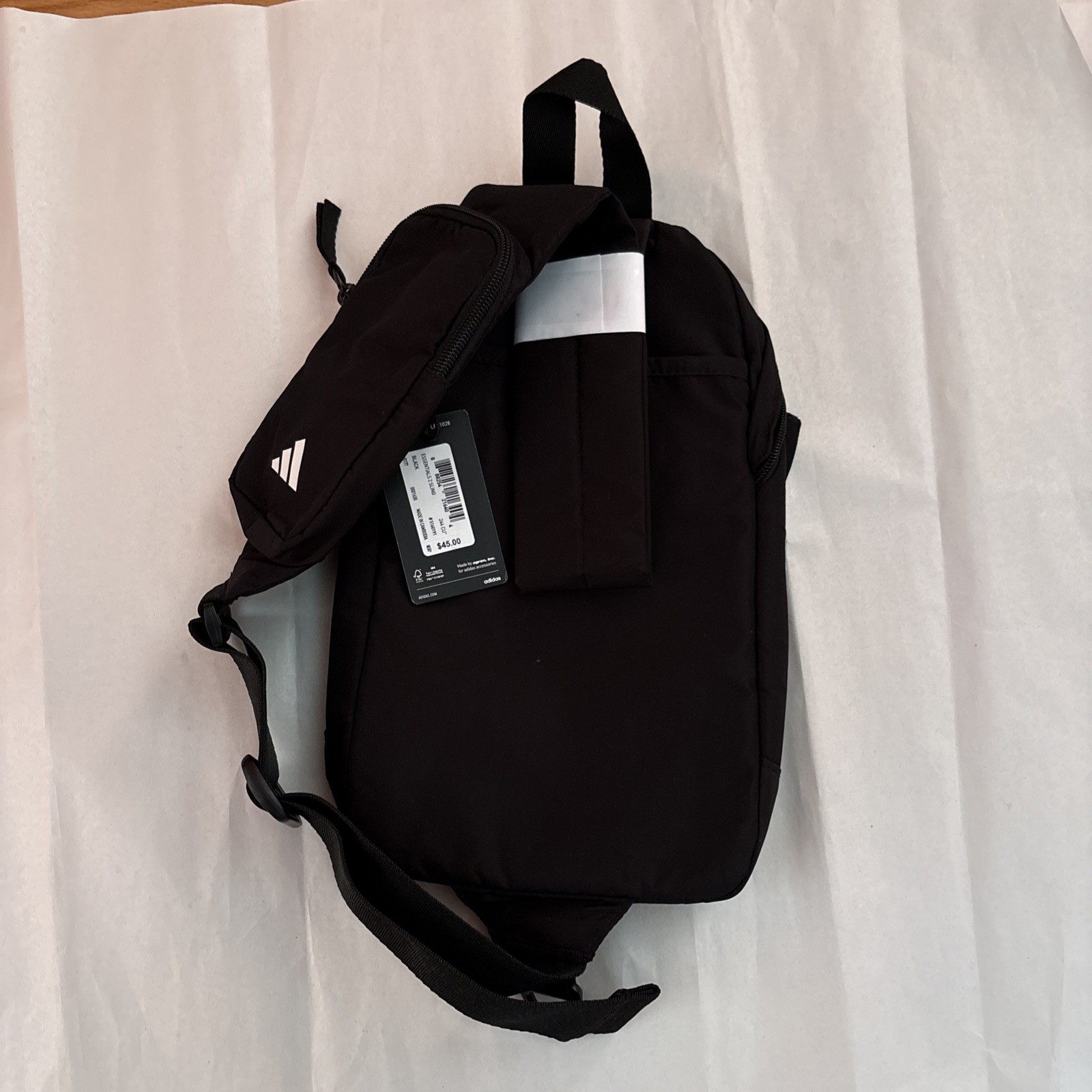 Adidas Essentials 2 Sling Crossbody Bag Black White Logo Unisex Travel Gym Sport