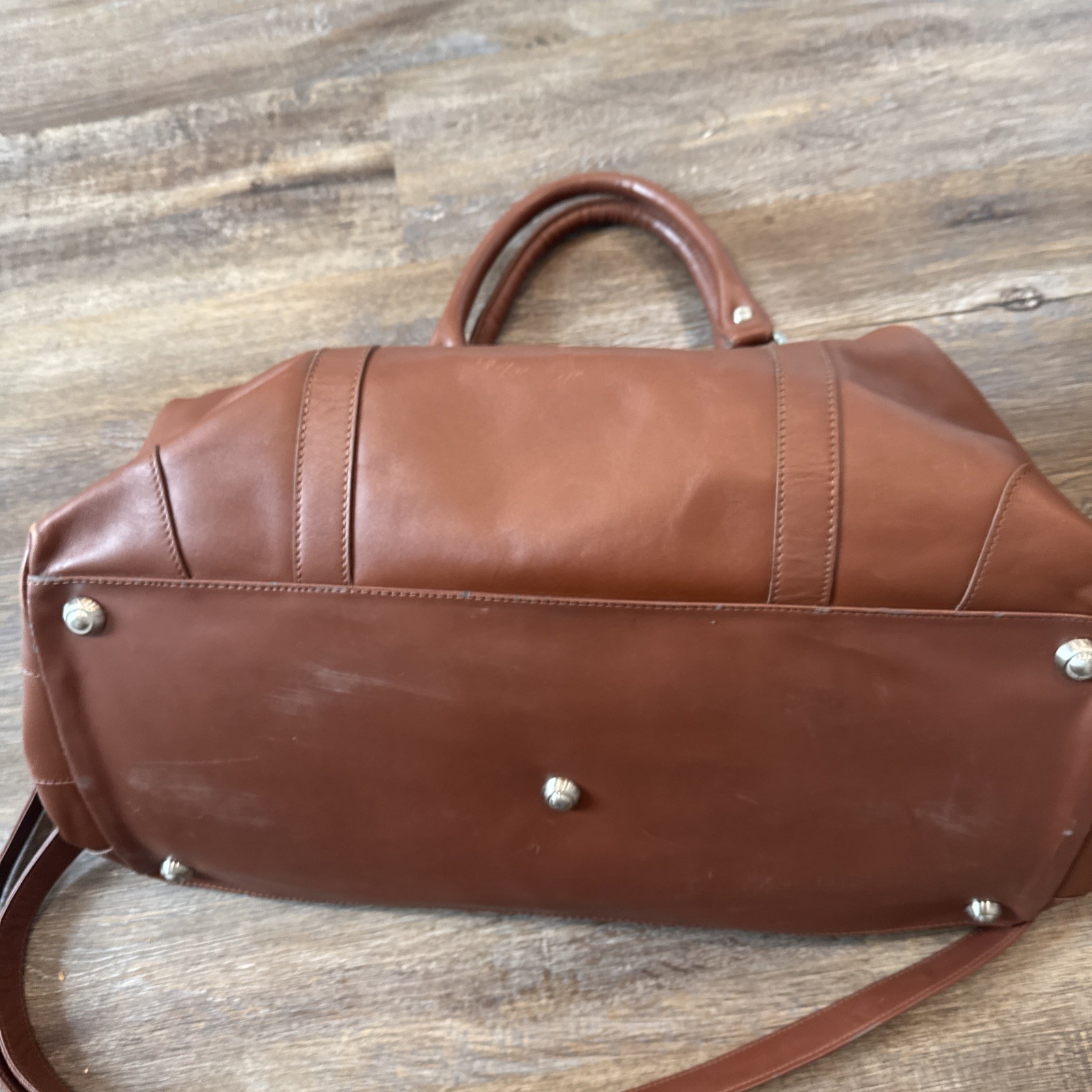 Excellent Cutter & Buck Large 19″ Brown Leather Weekender Duffel Travel Bag