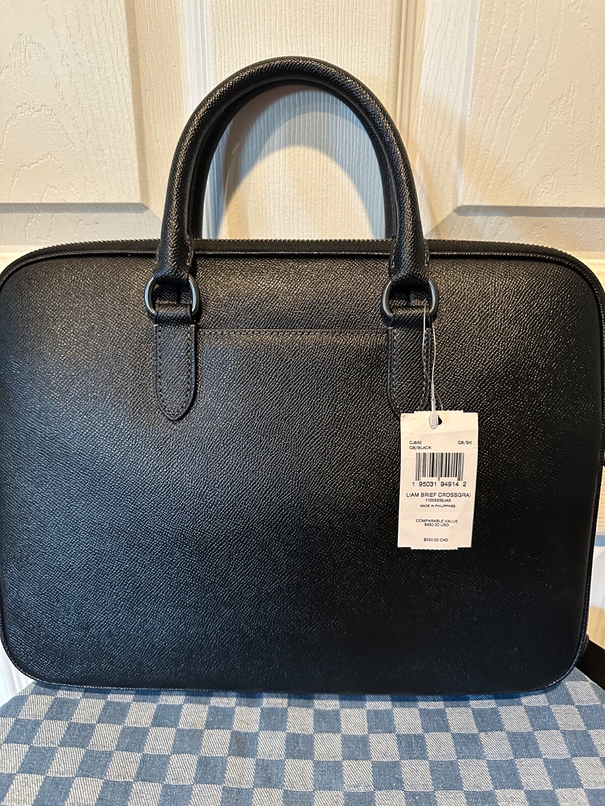 Coach Unisex Liam Compact Brief Gunmetal and Black Hardware CJ652 NWT $450