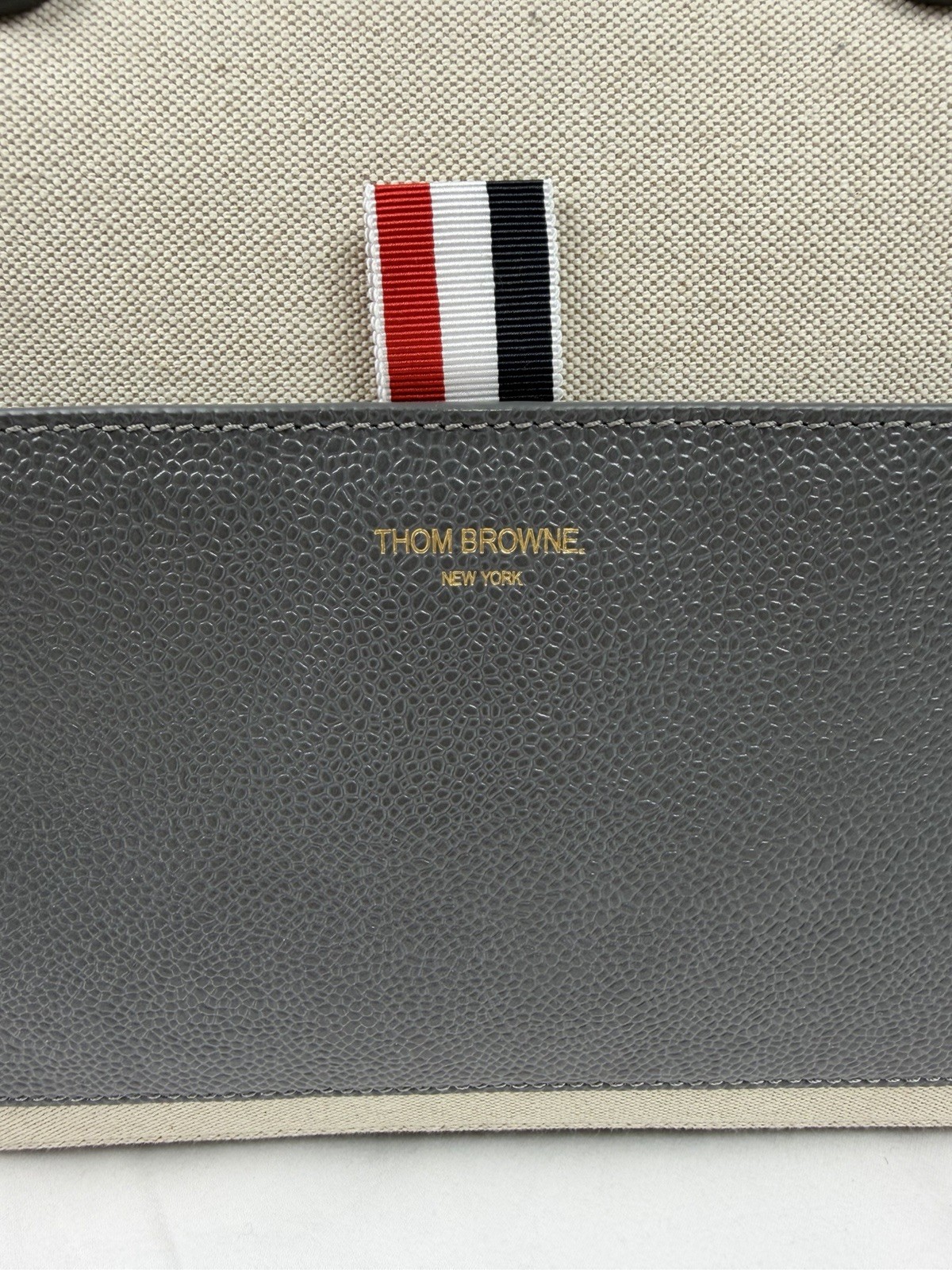 Thom Browne Tricolor Canvas Leather Medium Duffle Tote Bag NEW w/ Dust Bag
