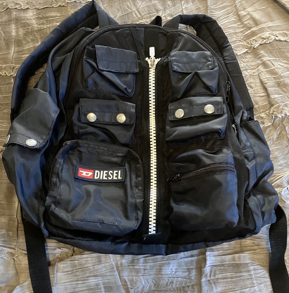 DIESEL Men’s Blue 15 x 15 Mini Backpack Multi Pocket Bag