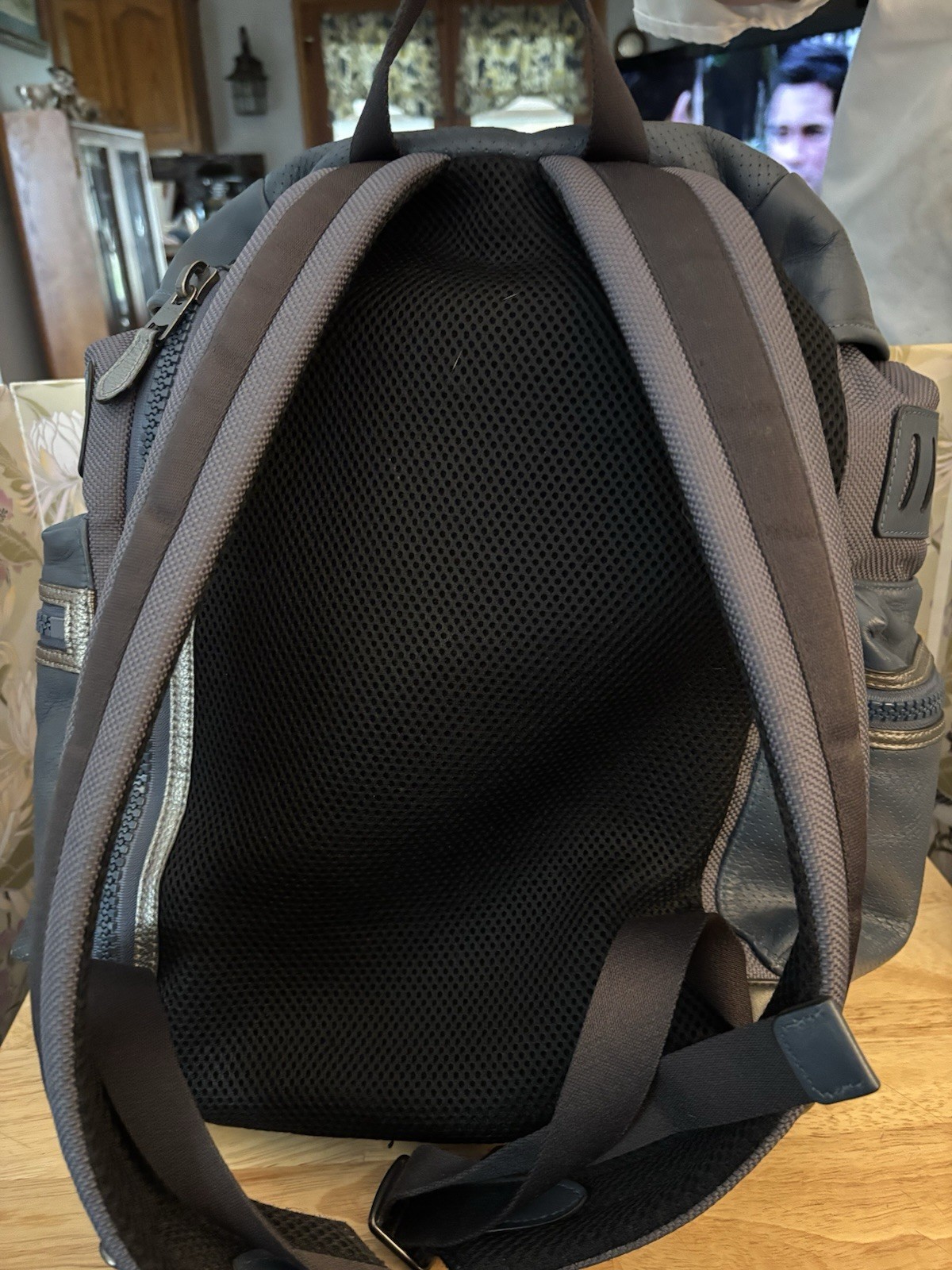 Vintage Coach Terrain Trek Backpack Men’s Blue Leather Perforated #22239