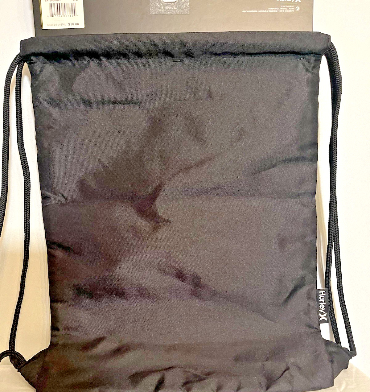 Hurley Backpack Drawstring Bag Cinch Sack Gym Tote Black Multicolor Ombre Logo