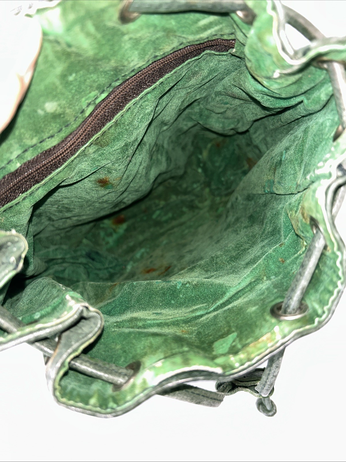 HENRY UK Unisex Drawstring Backpack Genuine Leather Color Green