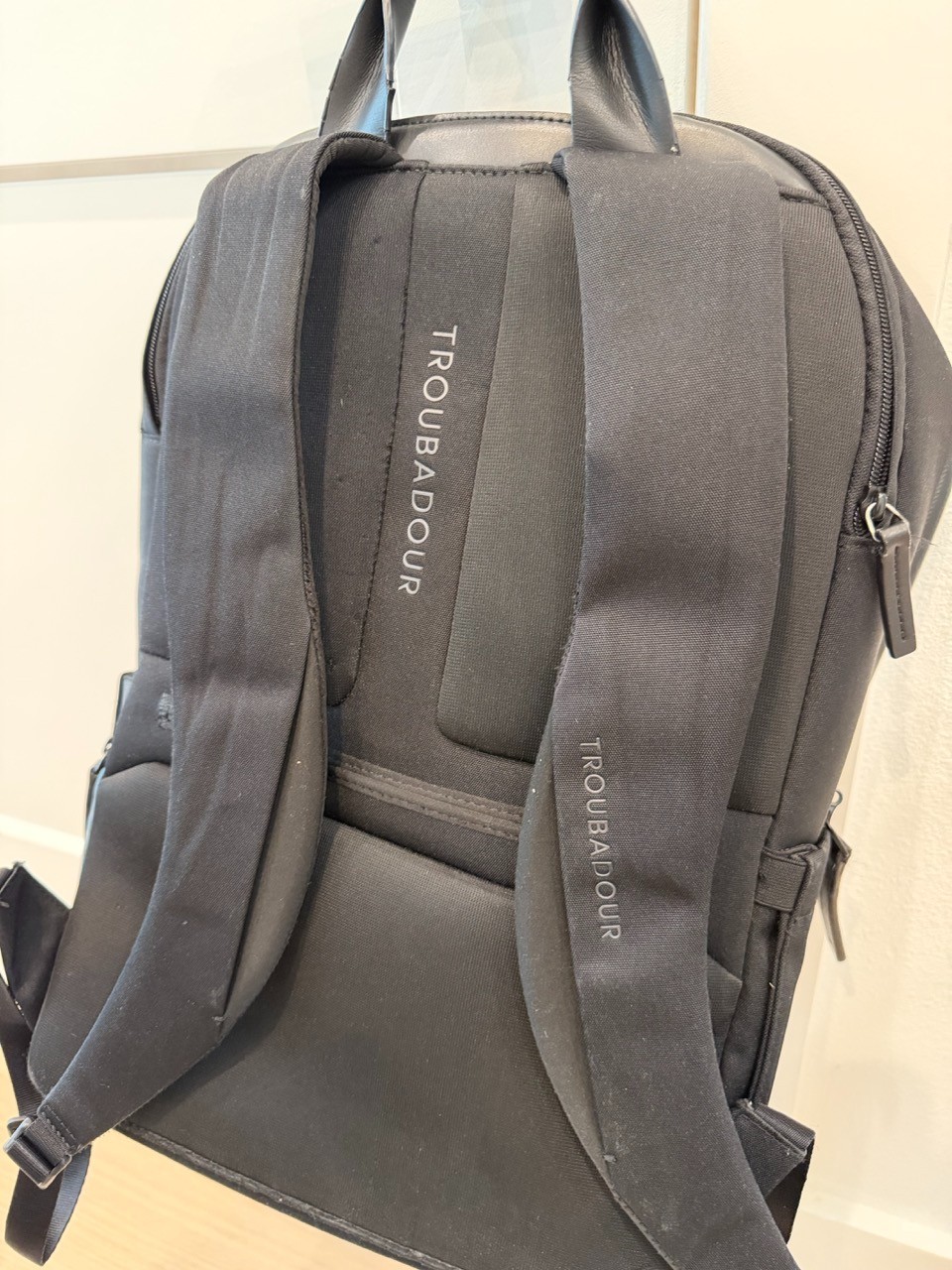 Troubadour London Ridge Backpack Black Nylon Leather Trim Laptop Work Bag