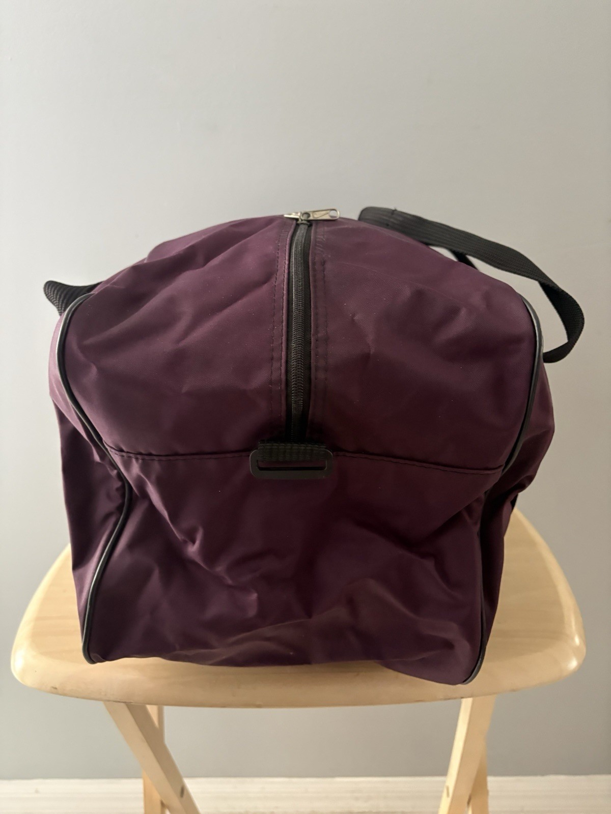 Vintage 80s 90s NIKE Duffle Bag Deep Purple Spellout Big Check Workout Retro