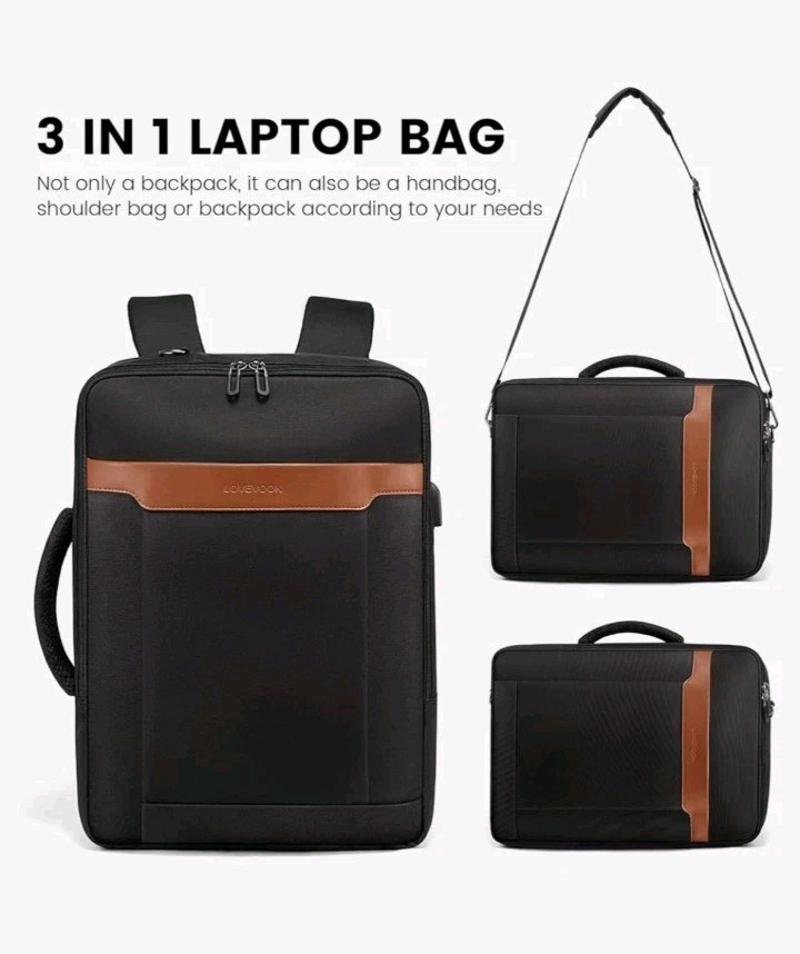 Lovevook NWT Convertible Laptop Backpack 3 In 1 Laptop/Messenger/Briefcase Bag