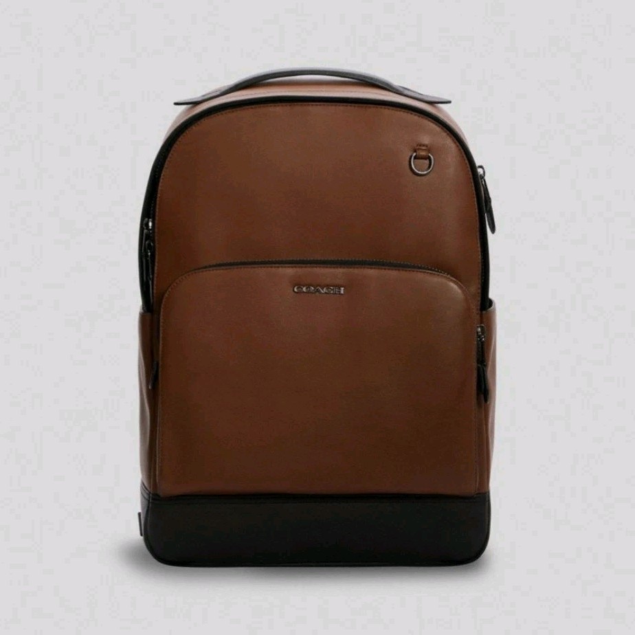 Coach Brown Black Men’s Zip Backpack with Inner Pockets No.H2221-C2934